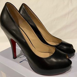 Roberto Festa black leather platform peeptoe pumps